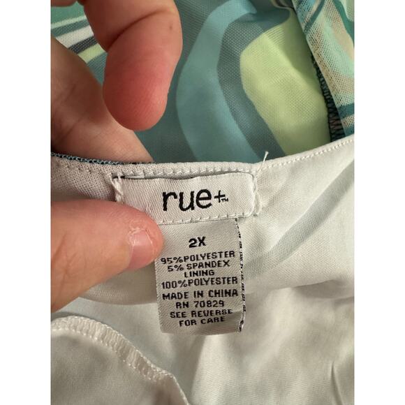 Rue 21 Blue Swirl Sleeveless Sheath Dress Lined Adjustable Straps Size 2X - Picture 10 of 10